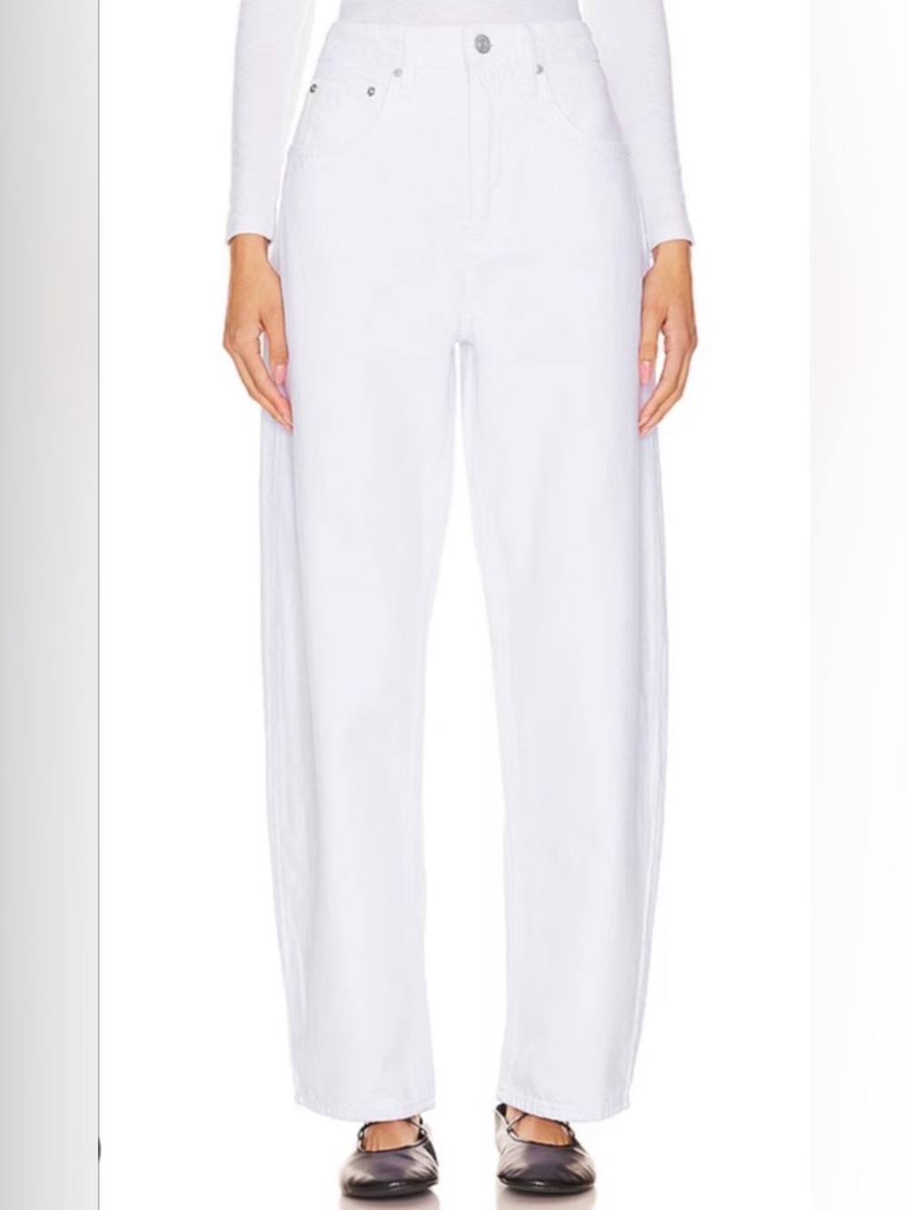 Frame Long Barrel Jeans - White